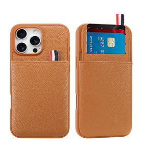 Wallet Phone Case for iPhone 16 Pro Case with Card Holder for Men Women, Orange Brown Leather Protective Phone Cover with Wallet Compatible with iPhone 16 Pro of 2024
