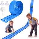 Flex Track 15 Ft Portable Flexible Race Car Track with Strong Suction Cups  Compatible with 1/64 Diecast CarsEasy Storage, Indoor & Outdoor Play Flexible Car Tracks for KidsBlue