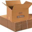 BOX USA Moving Boxes Medium 18"L x 14"W x 12"H 10-Pack - Corrugated Cardboard Box for Shipping, Mailing, Packing, Packaging and Storage