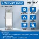 BESTTEN 30 Pack 3 Way Decorator Light Switch, 15A 120/277V, On/Off Paddle Rocker Interrupter, Electrical Wall Light Switches, Single Pole or Three Way, UL Listed, White
