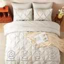 CozyLux Queen Comforter Set Oatmeal, 7 Pieces Pintuck Bed in A Bag, Premium Oatmeal Comforter Queen Size, Pinch Pleat Bedding Sets with Comforter, Sheets, Pillowcases & Shams