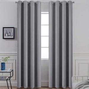 Yakamok Blackout Curtains 96 Inches Thermal Insulated Grey Room Darkening Window Drapes with 8 Grommets Window Treatment Curtain for Living Room Bedroom,52 Inch Width, Set of 2 Gray