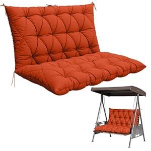 Porch Swing Cushion with Backrest,Waterproof Bench Cushion for Outdoor Furniture,2-3 Seater Replacement Thickened 5 in swing cushion,with Ties,Patio,Outdoor,Backyard and Garden (47x40 in)