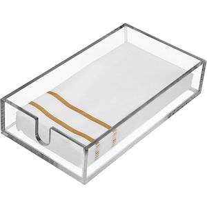 Acrylic Napkin Holder - Clear Modern Design, Acrylic Hand Towel Holder for Bathroom, Kitchen, Guest Towel Tray Perfect for Disposable Paper Hand Towels & Bathroom Accessories.
