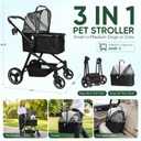 Foldable Dog Stroller, 3 in 1 Pet Stroller for Small Medium Dog Cat up to 50lbs, Detachble Portable Pet Bag, Storage Basket and One-Button Folding Frame