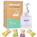 Foaming Hand Soap Refill Tablets - Glass Foaming Soap Dispenser Combo - CrystalClear Real Glass Bottle 11 oz - 4 Refill Tablet Included Start Kit - Soap Pump for Bathroom Kitchen Countertop