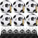Ceenna 6 Pcs Soccer Ball Bulk with Pump Bag Machine Stitched Deflated Soccer for Outside Sports Training Game Practice