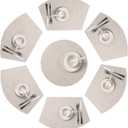 SHACOS Round Table Placemats Set of 7 Wedge Shaped Place Mat with Centerpiece Circle Mat Heat Resistant Small Round Table Mats Washable (7, Beige)
