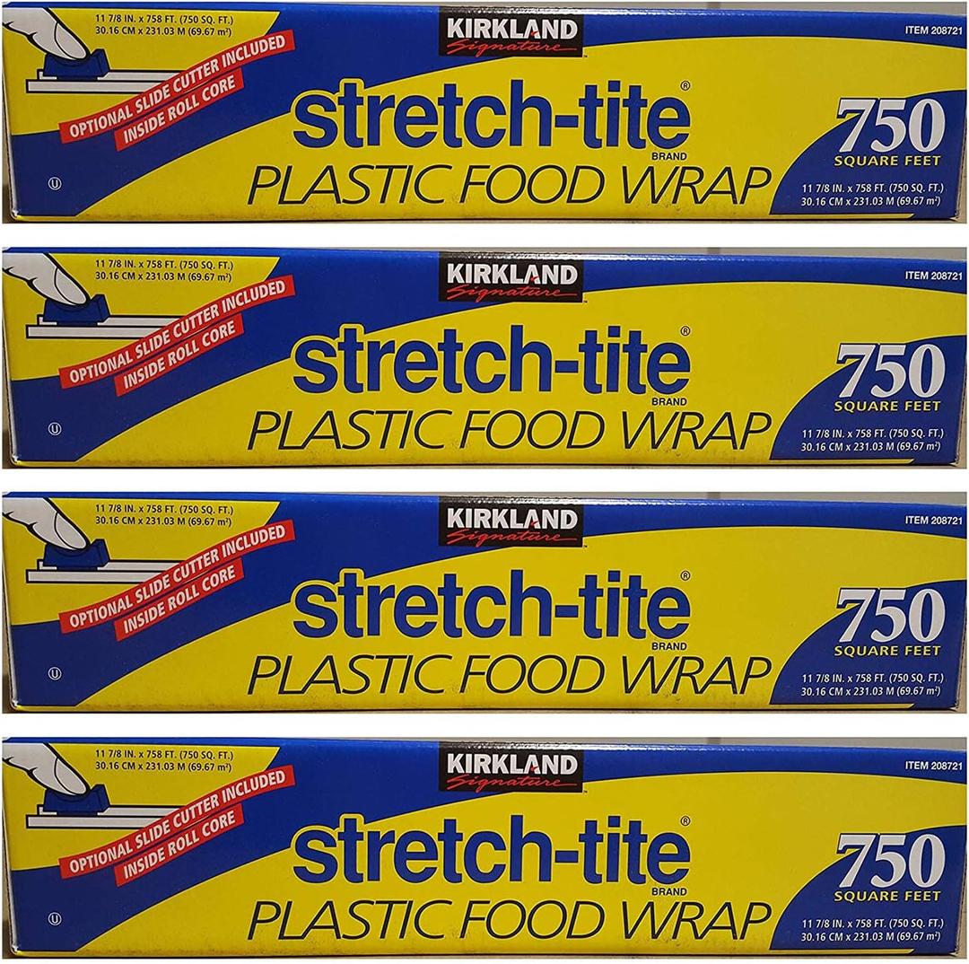 Kirkland Signature Stretch Tite Plastic Food Wrap 11 7/8 Inch X 750 SQ. FT. Pack 4