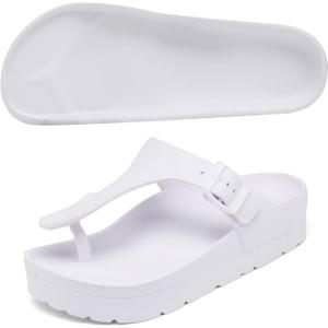 Women's Platform Flip Flops with Arch Support, Eva Lightweight Chunky Slide Sandals for Women, Fashion Comfort Summer Beach Sandal with Adjustable Buckle, Sandalias De Plataforma Para Mujer (7)
