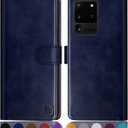 SUANPOT for Samsung Galaxy S20 Ultra 6.9"(Non S20/S20+) Leather Wallet case with RFID Credit Card Holder Flip Folio Book Magnetic Cover Pocket Shockproof for Samsung S20 Ultra walllet Phone case Blue