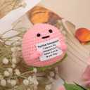 NQEUEPN Mini Funny Positive Honeypeach, 2.56 inch Handmade Knitted Peach Toy Creative Cute Crochet Doll with Positive Card for Friends Birthday Gifts Home Room Decoration Encouragement