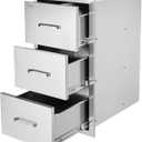 VEVOR Outdoor Kitchen Drawers 16" W x 28.5" H x 20.5" D, Flush Mount Triple Access BBQ Drawers with Stainless Steel Handle, BBQ Island Drawers for Outdoor Kitchens or BBQ Island Patio Grill Station