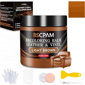 Light Brown Leather Recoloring Balm,Leather Couch Scratch/Stain Remover,Leather Repair kit for Vinyl Furniture and Car Interior,Leather Dye Paint for Scratched and Faded Leather Couches