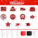 Red Themed 2026 Graduation Decorations Set - Congrats Grad Banner, Class of 2026Backdrop, Balloons & Streamers Kit - Complete Party Supplies for High School & College Celebrations