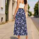 NILOUFO Women Trendy Maxi Skirts Casual High Waisted Elastic A-Line Long Skirt with Pockets (XL)