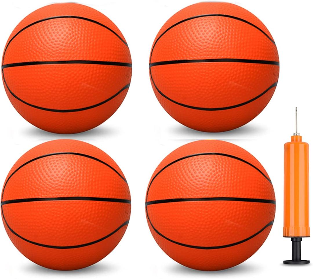 5 INCH PVC Mini Basketballs for Indoor Hoops, Soft 5" Rubber Replacement for Over Door Hoops, Little Basketballs for Adults & Kids (3 PCS with Air Pump) (yellow)