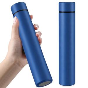 Vesici 2 Pack Dark Blue Slim Water Bottle 8.8 oz Small Stainless Steel Purse Compact Insulated Water Bottles Camping Travel Backpack Pocket Flask for Car Cold Coffee Tea