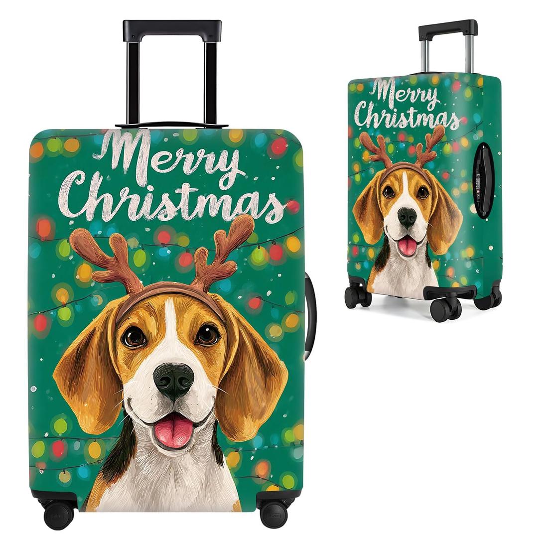 THISFIND Christmas Dog Luggage Cover, Cute Reindeer Puppy Washable Suitcase Cover, Travel Suitcase Protector Anti-scratch Bag cover, XL
