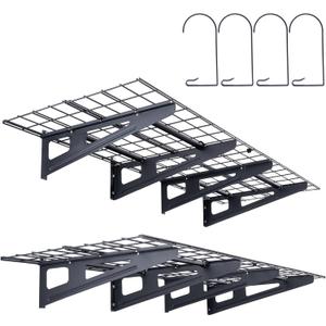 VEVOR 2 x 6 ft Garage Shelving Wall Mounted, 2 Pack Heavy Duty Wall Shelves 1000lbs Capacity, Garage Storage Rack Floating Shelves for Shop, Shed, Storage