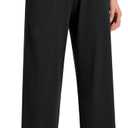 Latuza Women's High Waisted Lounge Pants Petite Length Wide Leg (2XL, Black)