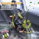 Triple-Head Fan for Car, Portable Car Fans for Vehicles Cars RV Vent with 360Rotation Cigarette Lighter Plug