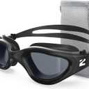 ZIONOR Swim Goggles, G1 SE Swimming Goggles Anti-Fog for Adult Men Women (A4-smoke Lens Allblack Frame)