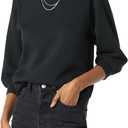 Amazon Essentials Women's French Terry Fleece Crewneck Sweatshirt with 3/4 Blouson Sleeve Detail (Medium, Black)