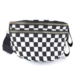 Checkered Crossbody Bag, Bum Bags for Women Crossbody, Black and White Grid Bumbag, Large Capacity Design with Adjustable Shoulder Strap On One Shoulder or by Hand
