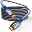 Snowkids 8K HDMI Cable 25 FT Grey, 48Gbps Ultra High-Speed HDMI 2.1 Cables Cord, 10K 8K@60Hz, 4K@120Hz Compatible for TV/Laptop/Monitor/PS-5/X-box/Projector/Entertainment, Sound System & More