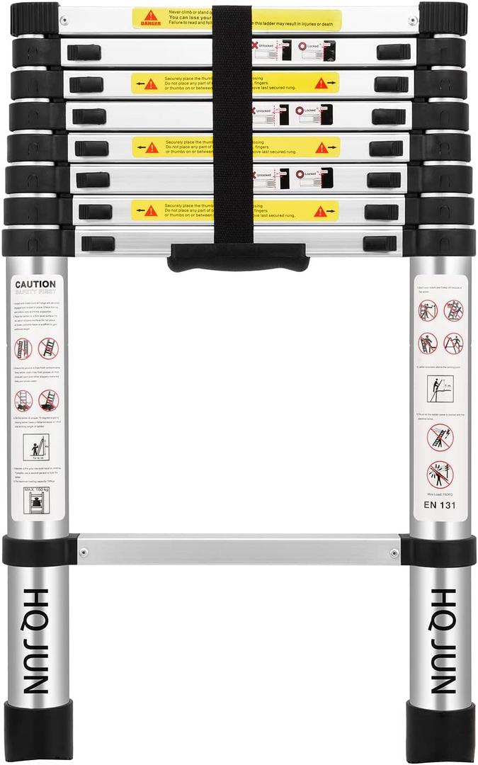(8.5Ft/2.6M) Telescoping LaddersEN131Standards Multi-Purpose Folding Aluminum Extension Ladder