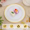 Goodluck 100PCS Gold Plastic Plates, 10.25 Inch Dinner Plate with Gold Rim, Heavy Duty Disposable Plastic Plates for Party, Wedding, Birthday & Daily Use