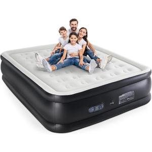 DUMOS Twin Air Mattress - 16" Inflatable Blow Up Airbed with Built-in High Capacity Pump, Double Height, Non-Slip Bottom Design, Weight Capacity 660 lbs Air Bed for Home or Camping (Black)
