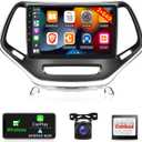 [2G+64G] Android 13 Car Radio for Jeep Cherokee 2013-2018, 10.1 inch Touch Screen Car Stereo, Carplay/Android Auto/Hi-Fi Audio/1080P/SWC/Bluetooth + AHD Backup Camera + MIC
