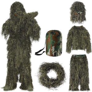 Seeutek 5 in 1 Ghillie Suit - 3D Camouflage Hunting Suits - Jacket, Pants, Hood, Carry Bag for Adults & Youth, M/L/XL/XXL