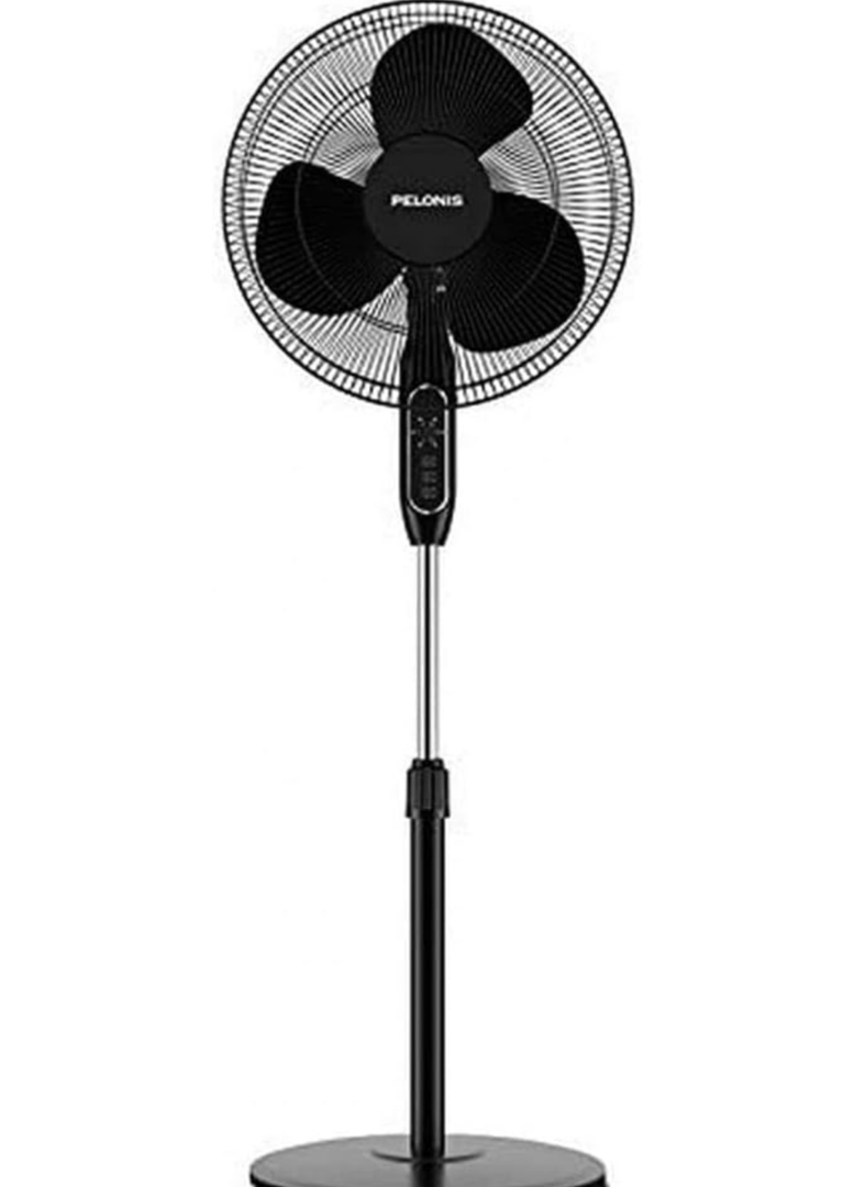 PELONIS 18'' Pedestal Remote Control, Oscillating Stand Up Fan 7-Hour Timer, 3-Speed and Adjustable Height, PFS40A4BBB, Supreme 18"-Black