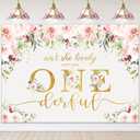 Avezano Isn't She Lovely Isn't She Onederful Backdrop Pink Flowers Gold Dots First Birthday Background Sweet Baby Girl Floral 1st Birthday Party Decorations Photobooth Props 7x5ft, 83x59 inch