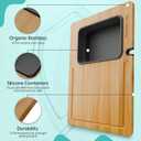 Bamboo Cutting Board Set with Knife Sharpener  Thick Wood Boards with Juice Groove, Silicone Container & Handles Non-Toxic Over Sink Design Ideal Kitchen Gifts