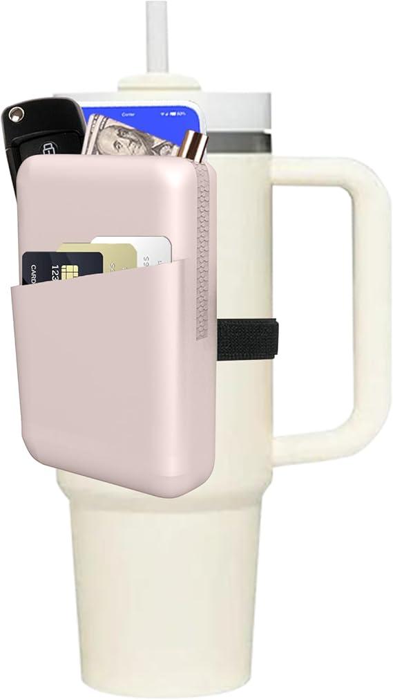Silicone Water Bottle Pouch for Stanley, Stanley Fanny Pack with Pocket, Stanley Cup Accessories for Stanley Quencher Stanley IceFlow 20 oz 30 oz 40 oz, for Phone, Cards, Keys, Wallet, Earphone