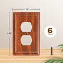 6-Pack Duplex Outlet Cover Plate, Decorative Wood Grain Switch Plates and Outlet Covers, Natural Bamboo Fiber Wall Plates for Electrical Outlets, 1 Gang Receptacle Cover, Corrosion Resistant