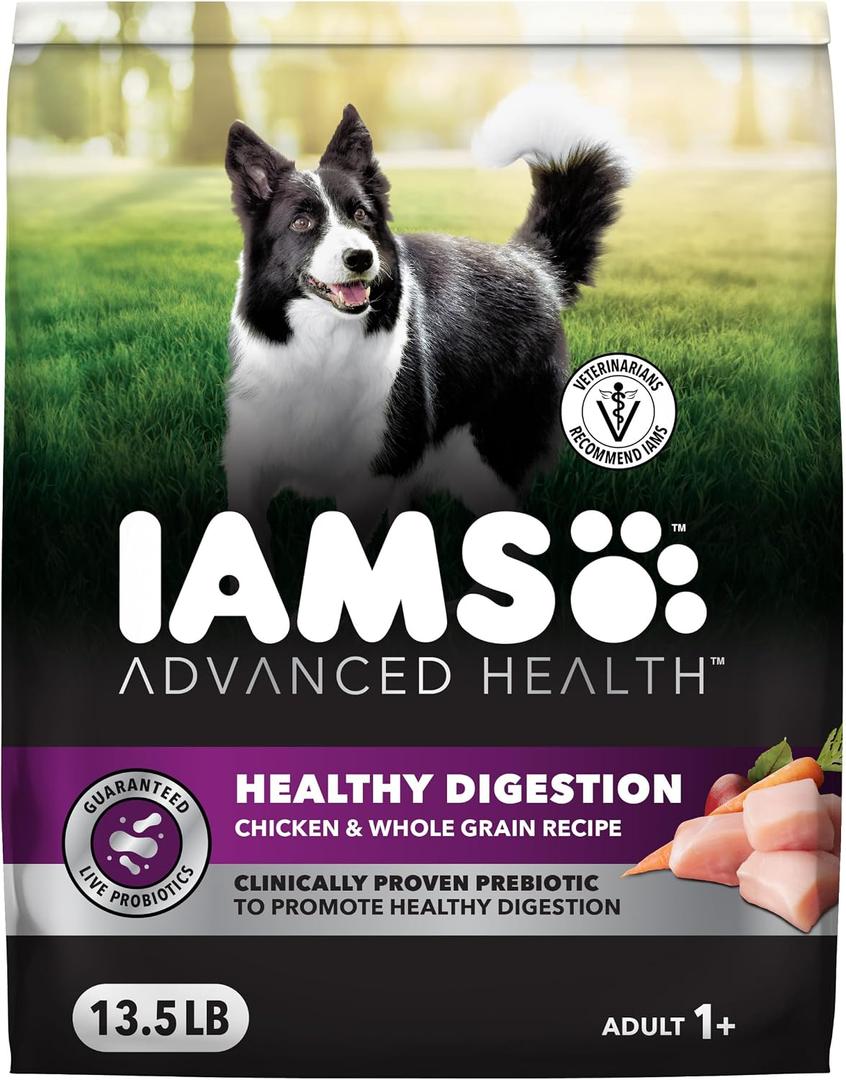 IAMS Advanced Health Dry Dog Food Healthy Digestion, Adult Dog Food with Real Chicken Recipe, 13.5 lb. Bag (EXP 10/08/26)