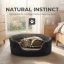 Small Dog Bed Cat Bed 16x20 Inch, Calming Pet Bed for Puppies, Teacup Dogs & Kittens, Half-Enclosed Open-Top Velvet Anti-Anxiety Bed, Machine Washable Cozy Snuggle Bed (Black)