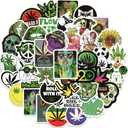 Weed Stickers for Adults, 50PCS Plant Vinyl Waterproof Marijuana Sticker Decals for Skateboard Water Bottles Bikes Luggage Etc.