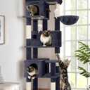 Globlazer Corner Cat Tree 66 inch Multi-Level Climbing Tower Kitty Condos Cat Scratching Tower for Indoor Multiple Cats with Large Platform, 3 Cat Caves, F66, Dark Grey
