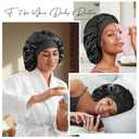 22 Momme 100% Real Mulberry Silk Bonnet for Sleeping Women, Large Hair Care Bonnet for Long Curly Hair, Double Layer Silk Hair Wrap with Soft Elastic Band, Non-Slip Sleep Cap, Black