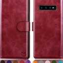 SUANPOT for Samsung Galaxy S10 6.1"(Non S10e,S10+) with RFID Blocking Leather Wallet case Credit Card Holder,Flip Folio Book Phone case Shockproof Cover Women Men for Samsung S10 case Wallet (Red)