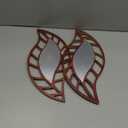 Roowest 2 Pcs Decorative Mirror Wall Decor Leaf Teardrop Mirror Wall Mounted Decorations for Living Room Bedroom Bathroom Vanity Entryway Office(Brown)