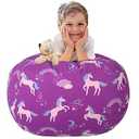 Aubliss Stuffed Animal Bean Bag Storage Chair (Purple Unicorn, Medium (32''))