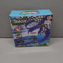 16 Ft Flexible Car Race Track, Flex Ramp with 12 Suction Cups, Compatible with Hot Wheels and Diecast 1/64th Cars, Double Tracks Long Rolls Up Portable Racetrack (Blue)