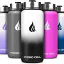 HYDRO CELL Stainless Steel Insulated Water Bottle with Straw - For Cold & Hot Drinks - Metal Vacuum Flask with Screw Cap and Modern Leakproof Sport Thermos for Adults (Black/White 32oz)